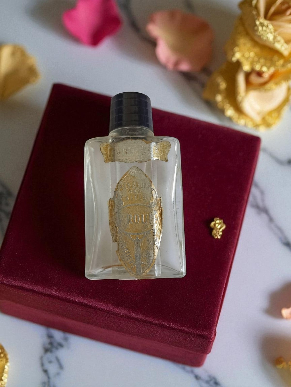 Flacon parfum ancien Roudnitska Fleur des Alpes vintage 1950s déco rétro