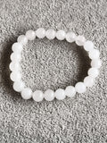 Bracelet perles blanches pierres naturelles, élastique, bijou femme homme