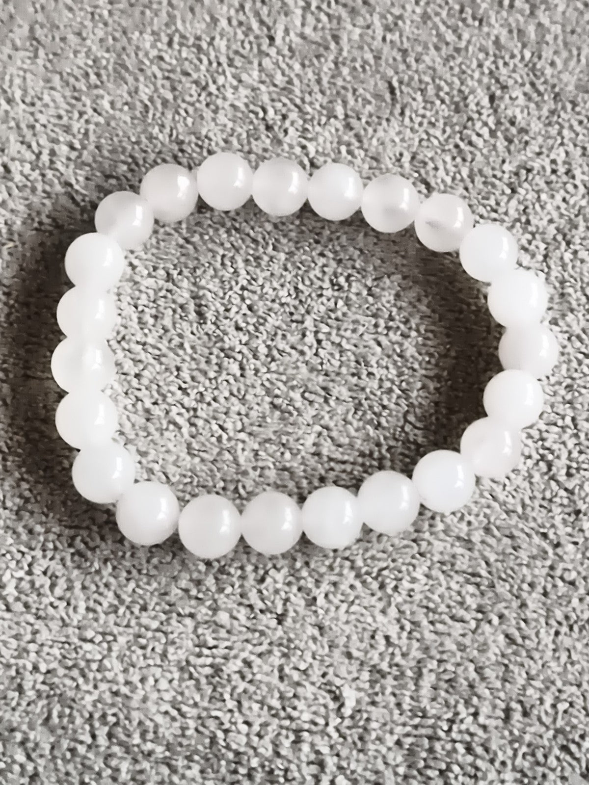 Bracelet perles blanches pierres naturelles, élastique, bijou femme homme