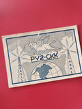 Carte radio PY2-CKK LABRE Brésil motif Pégase bleu sur fond blanc