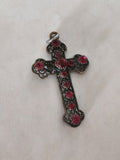 Ancien pendentif croix catholique vintage, bijou religieux rétro collection