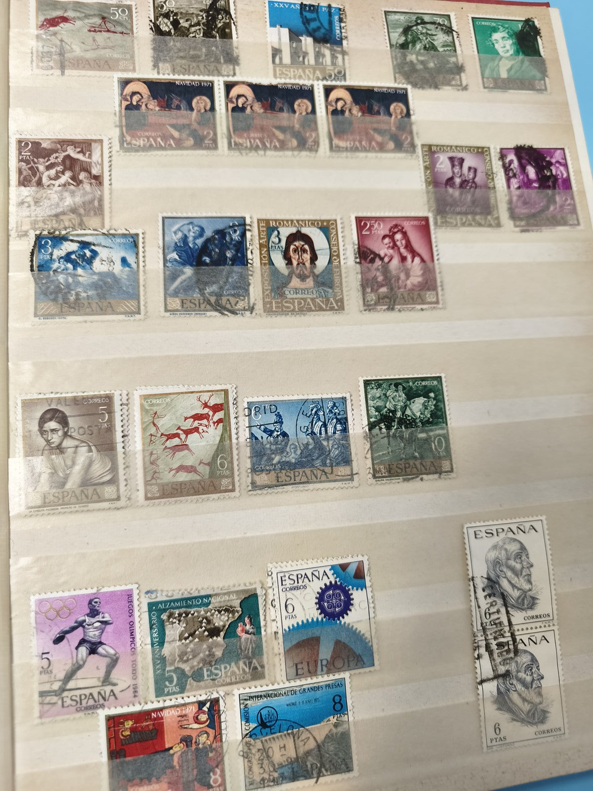 Lot anciens timbres oblitérés Espagne collection philatélie XXe siècle variés