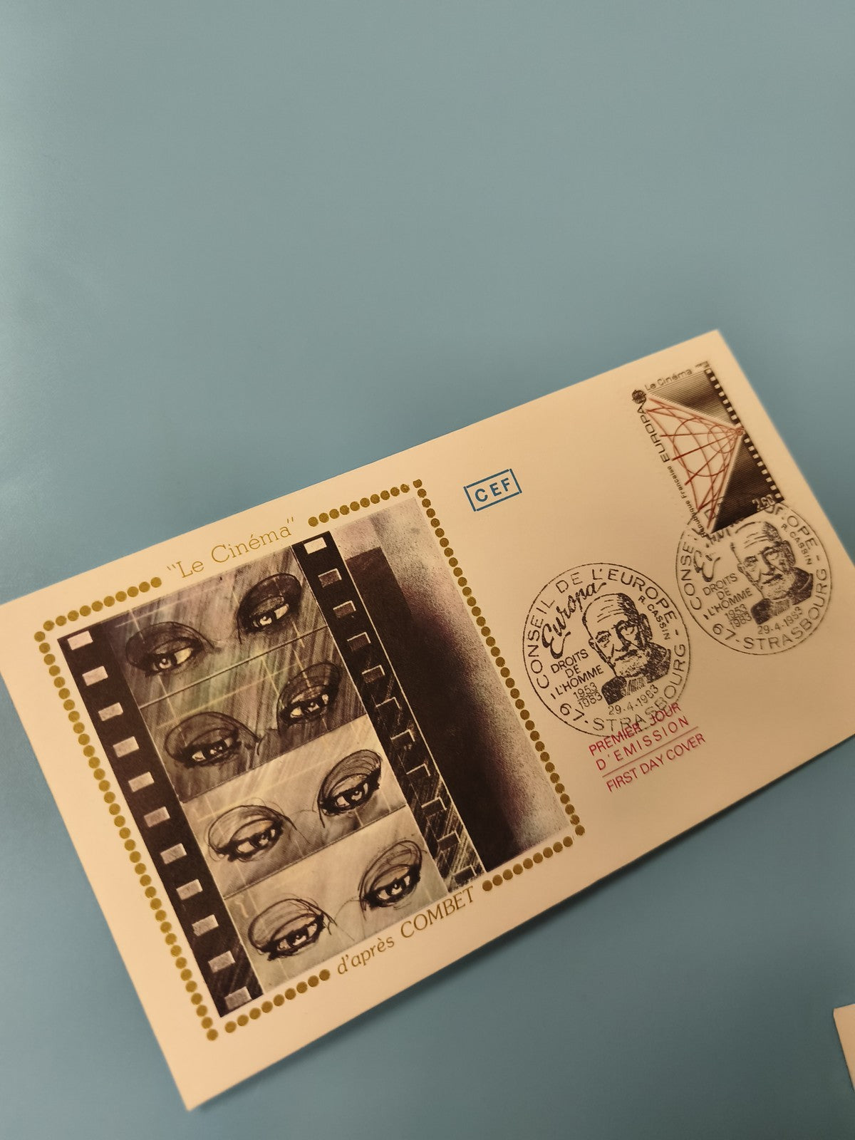 Enveloppe premier jour FDC Le Cinéma Strasbourg timbre Conseil de l?Europe