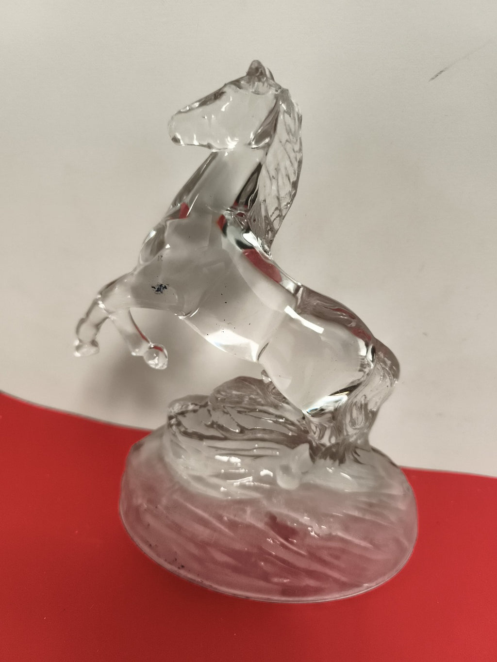 Sculpture cheval cabré en cristal ancien déco vintage figurine équidé verrerie