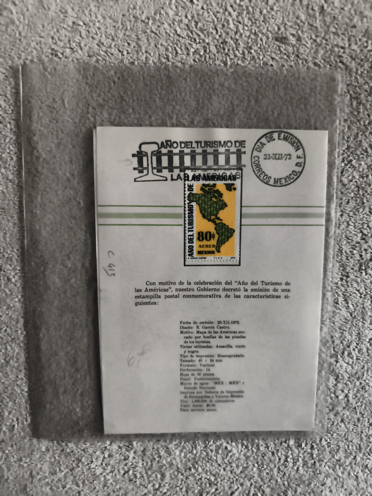 Bloc souvenir philatélique Mexique 1972 « Año del Turismo de las Américas » 80c