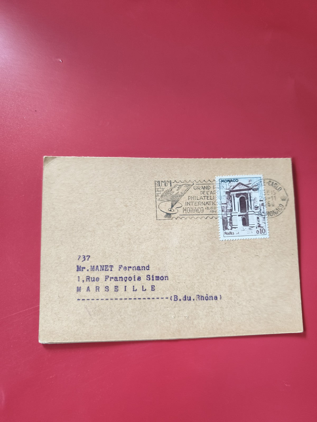 Carte postale philatélie Monaco affranchie cachet Grand Prix Monte-Carlo