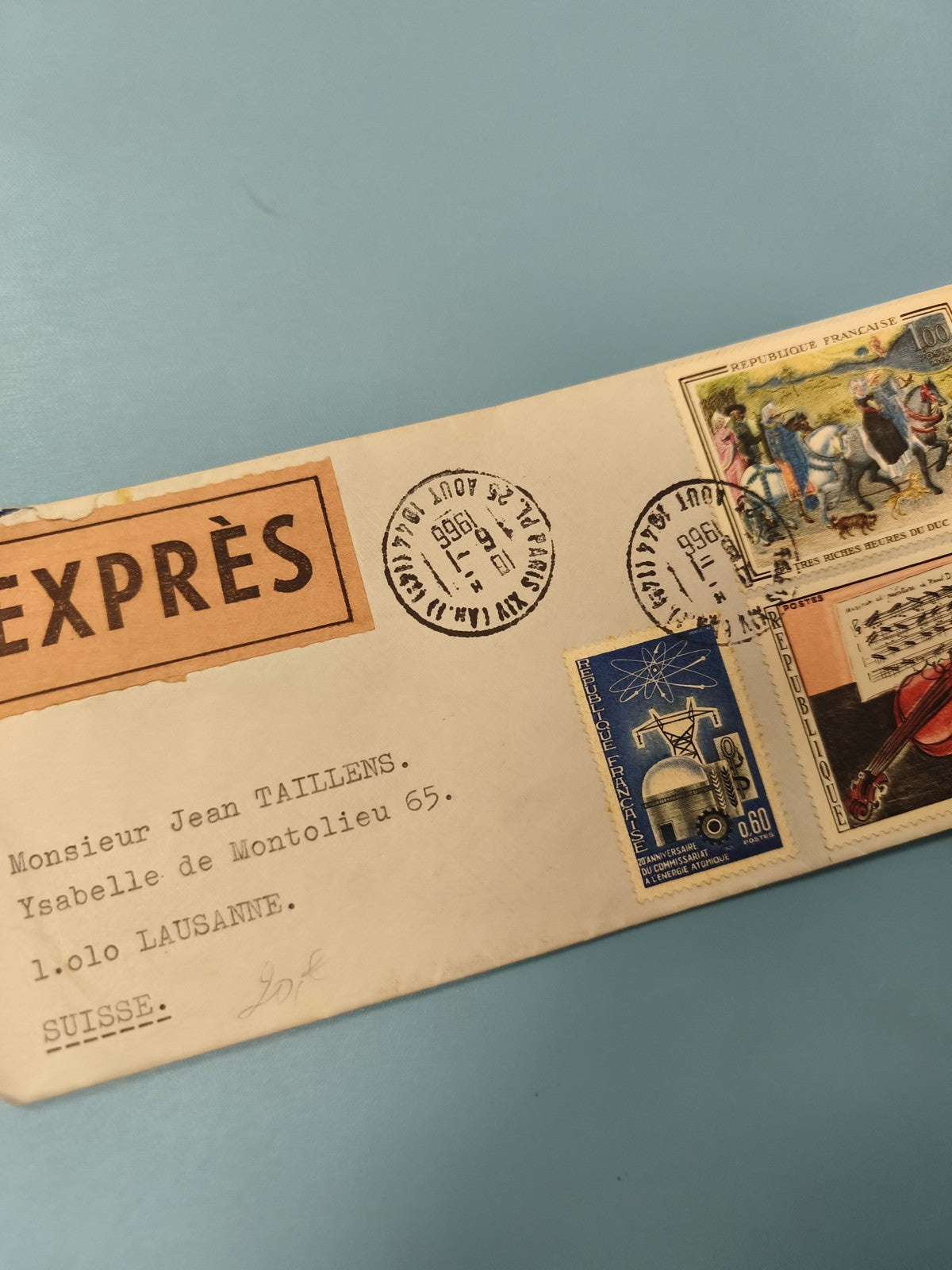 Ancienne enveloppe Exprès timbres oblitérés France 1956 philatélie collection