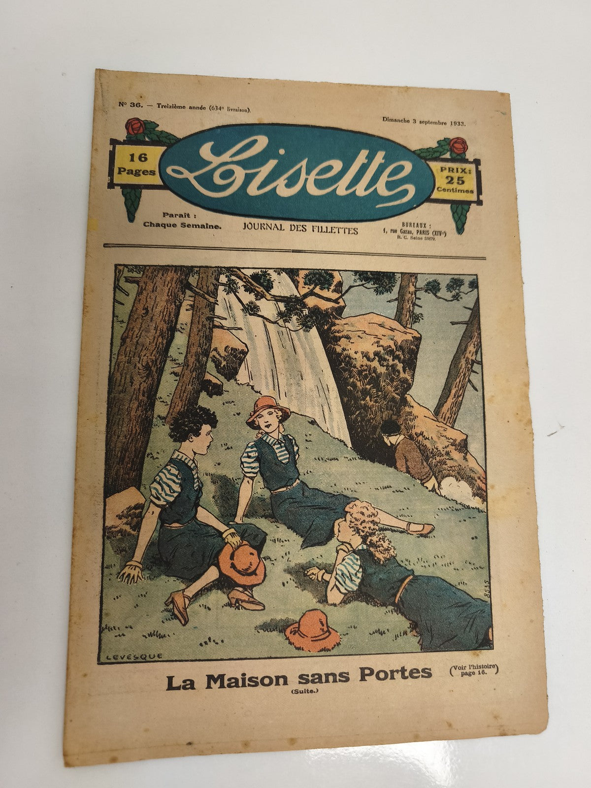 Ancien journal Lisette 1933, magazine jeunesse illustré, 16 pages, vintage