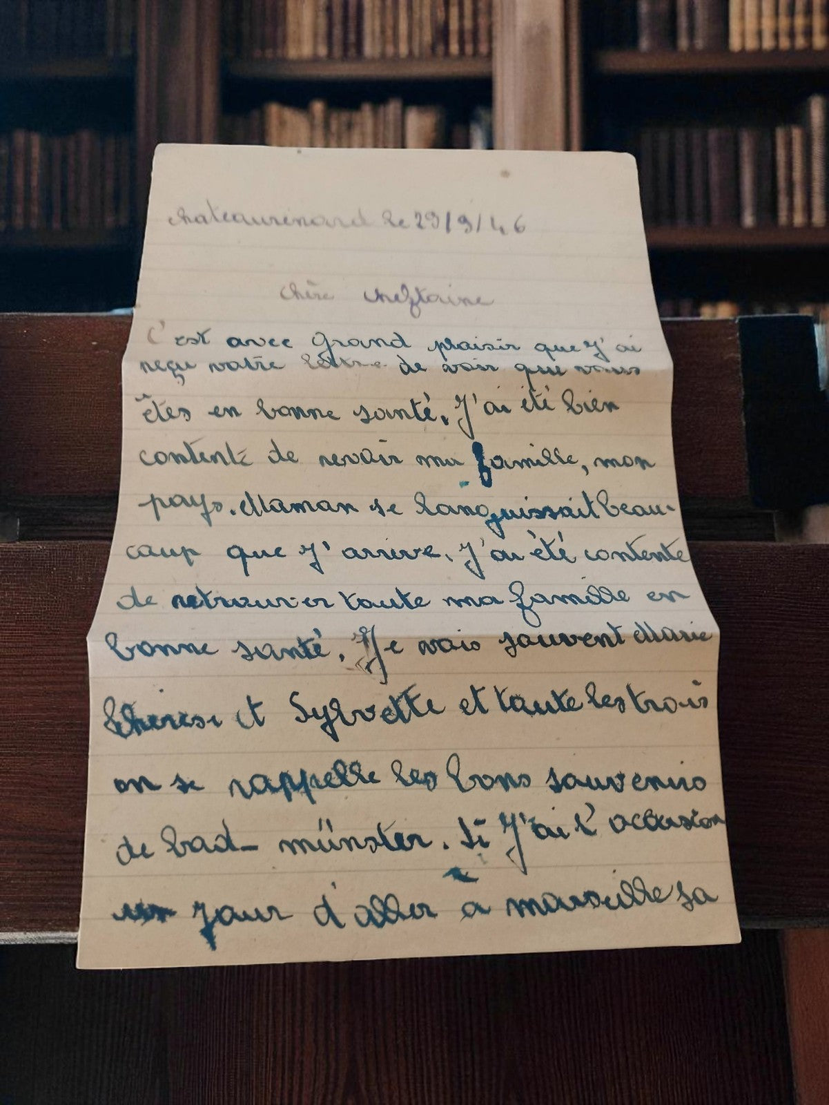 Lettre manuscrite ancienne 1946 Châteaurenard à Geneviève vintage rétro