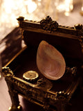 Tranche d’agate naturelle polie, pierre décorative, motif ondulé rose