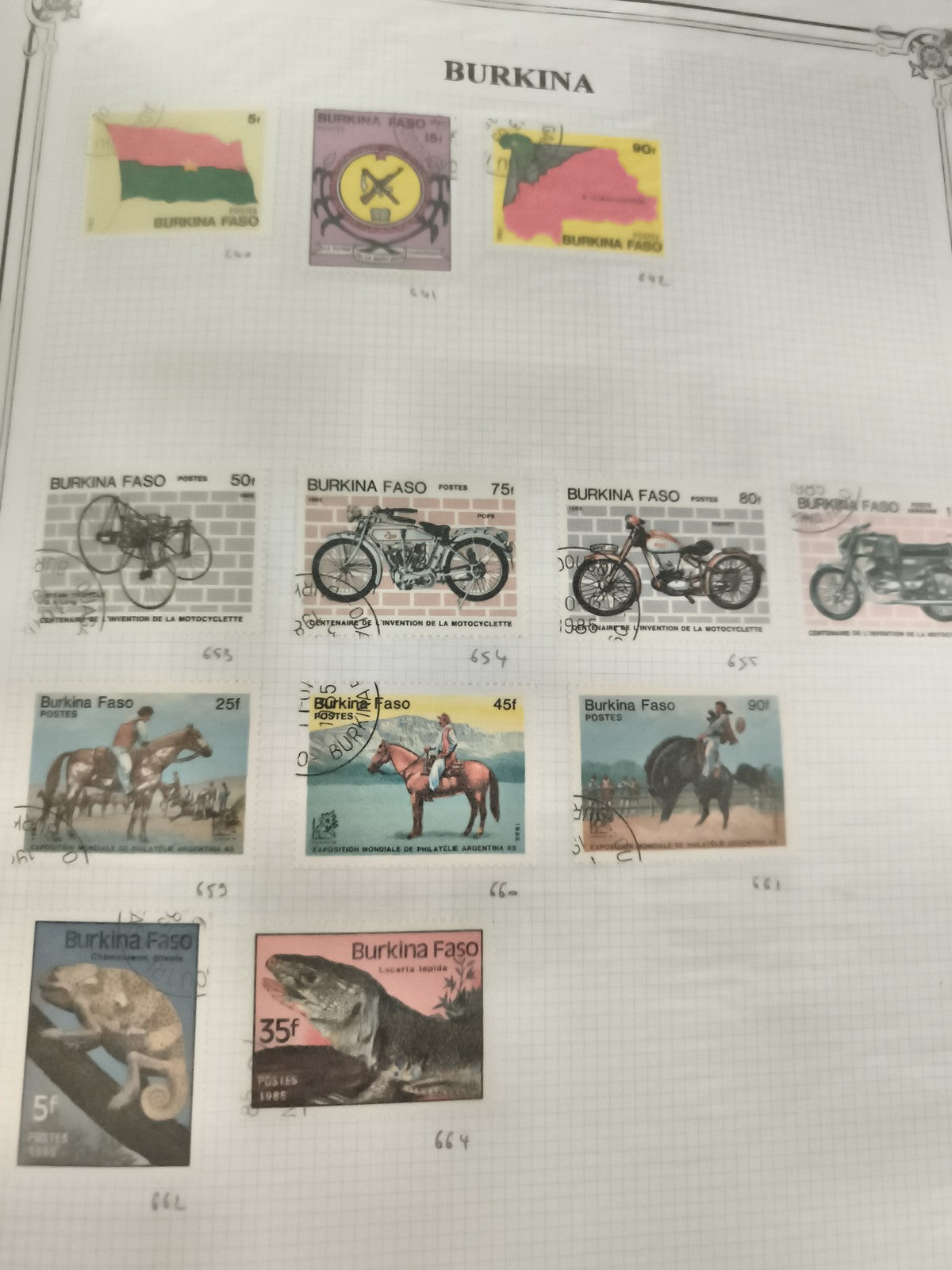Timbres oblitérés Burkina Faso animaux motos chevaux reptiles philatélie