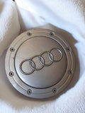 Enjoliveur cabochon Audi ancien, logo 4 anneaux, accessoire vintage métal