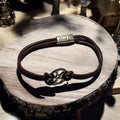 Bracelet cuir marron Angelo Barreta homme, fermoir métal, style classique