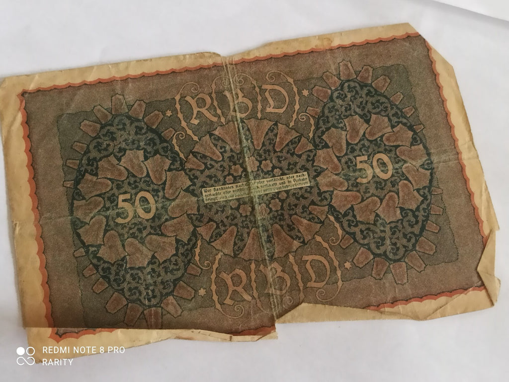 Billet 50 Mark Allemagne impériale Reichsbanknote vert ancien début XXe