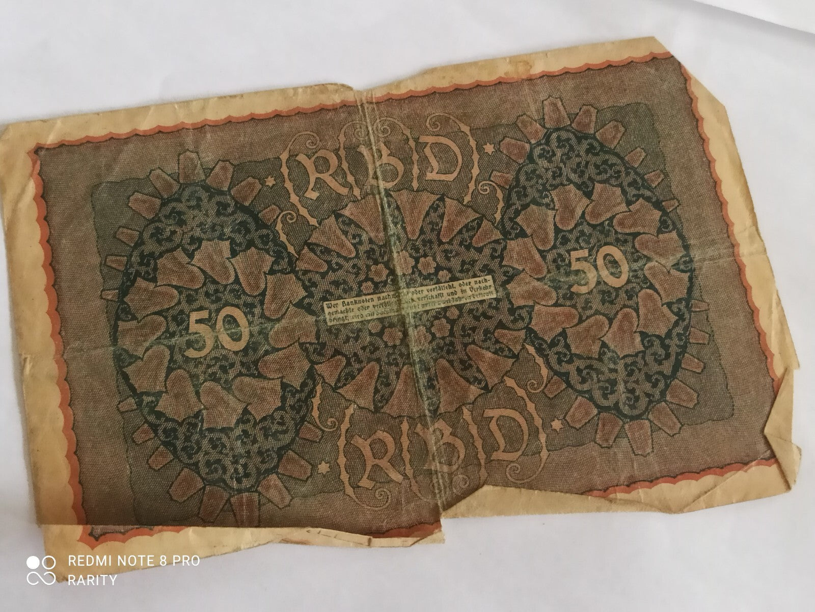 Billet 50 Mark Allemagne impériale Reichsbanknote vert ancien début XXe