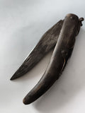 Couteau pliant ancien lame acier patinée manche courbé vintage