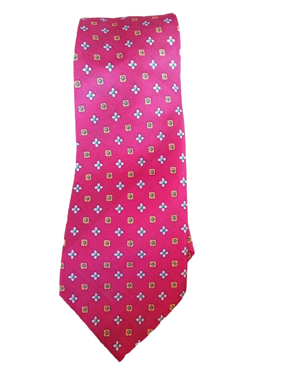 Cravate Lotus soie motif floral rouge vintage rare élégant homme