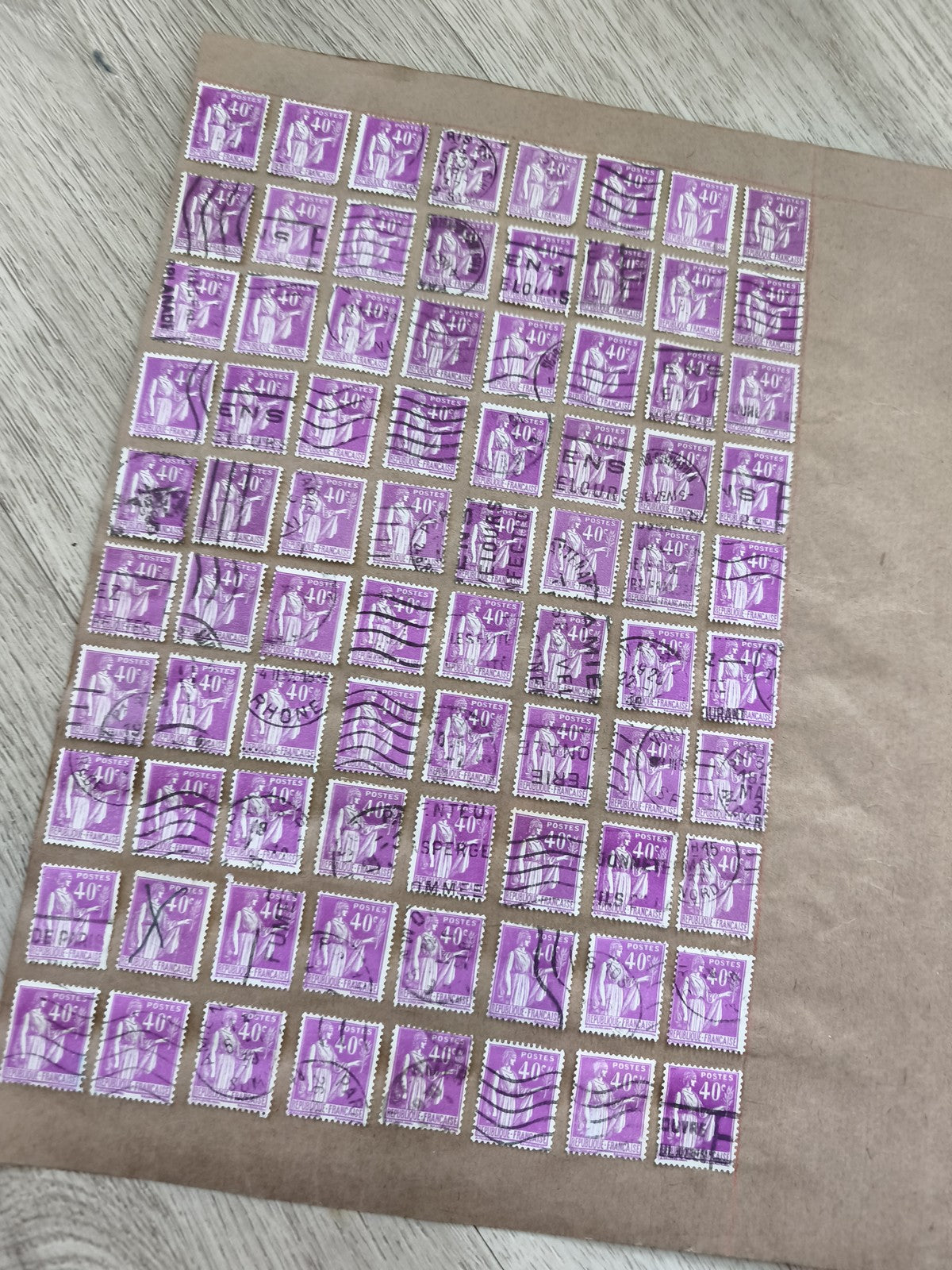 Gros lot timbres anciens Marianne 40c violet oblitérés pour étude philatélie