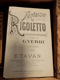 Partition ancienne Fantaisie sur Rigoletto Verdi Tavana Paris vintage livret