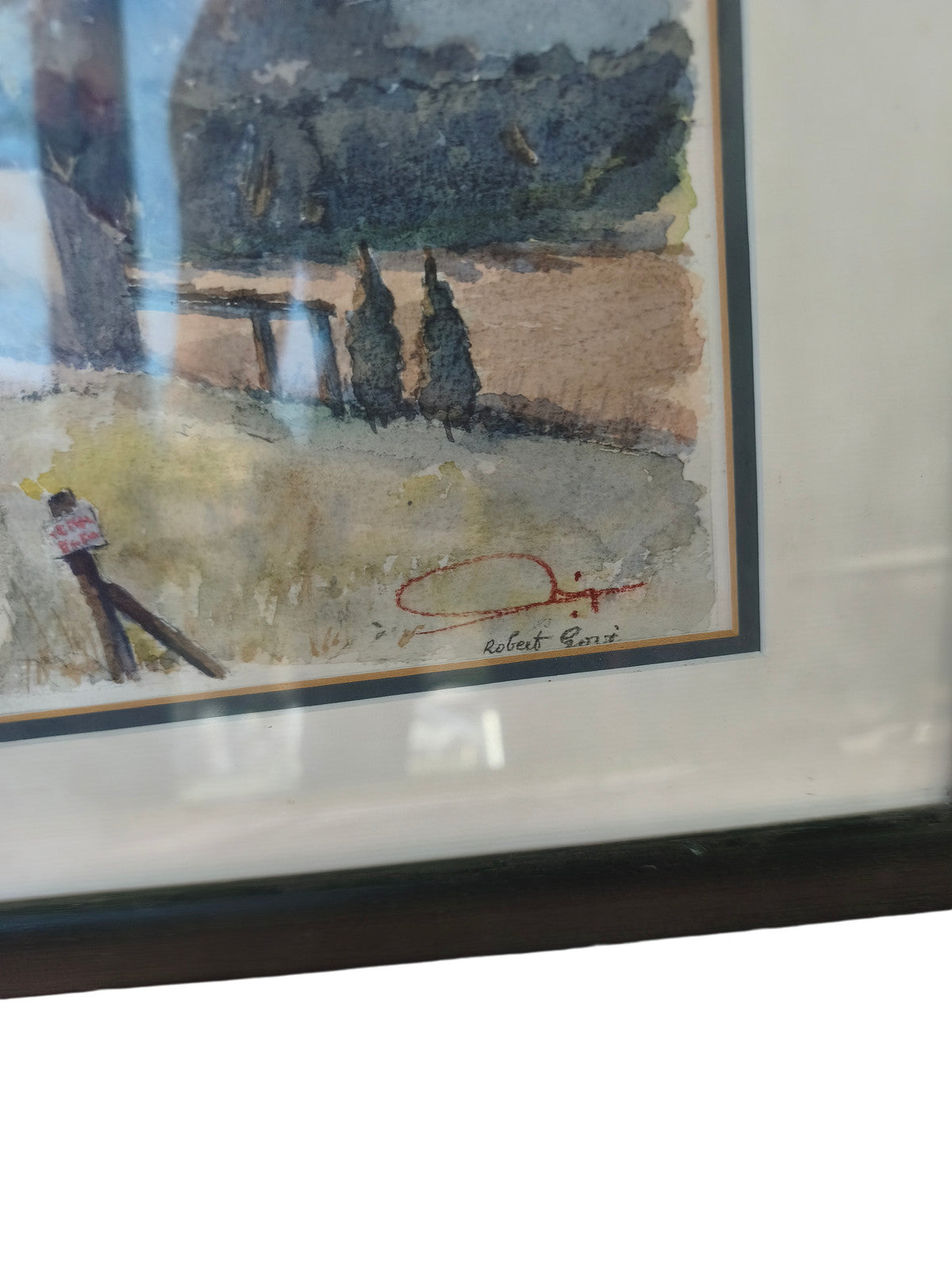 Aquarelle ancienne signée Robert Govi paysage provençal vintage grande peinture