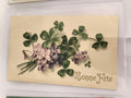 Carte postale ancienne Bonne Fête trèfles violettes illustration vintage CPA