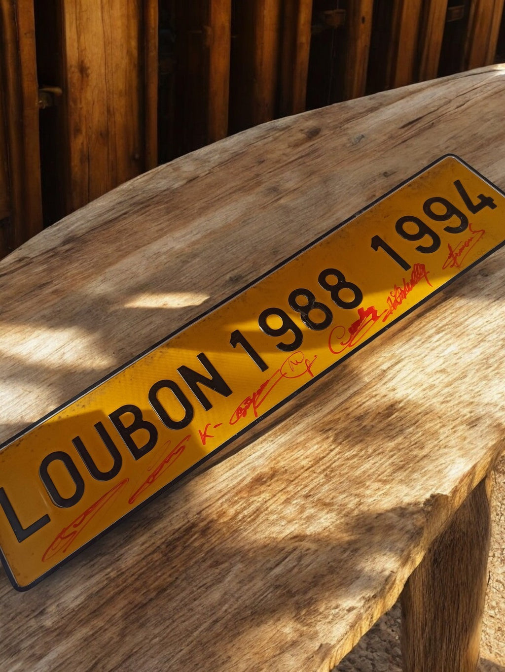 Plaque commémorative rallye LOUBON 1988 1994 signée vintage sport auto années 90