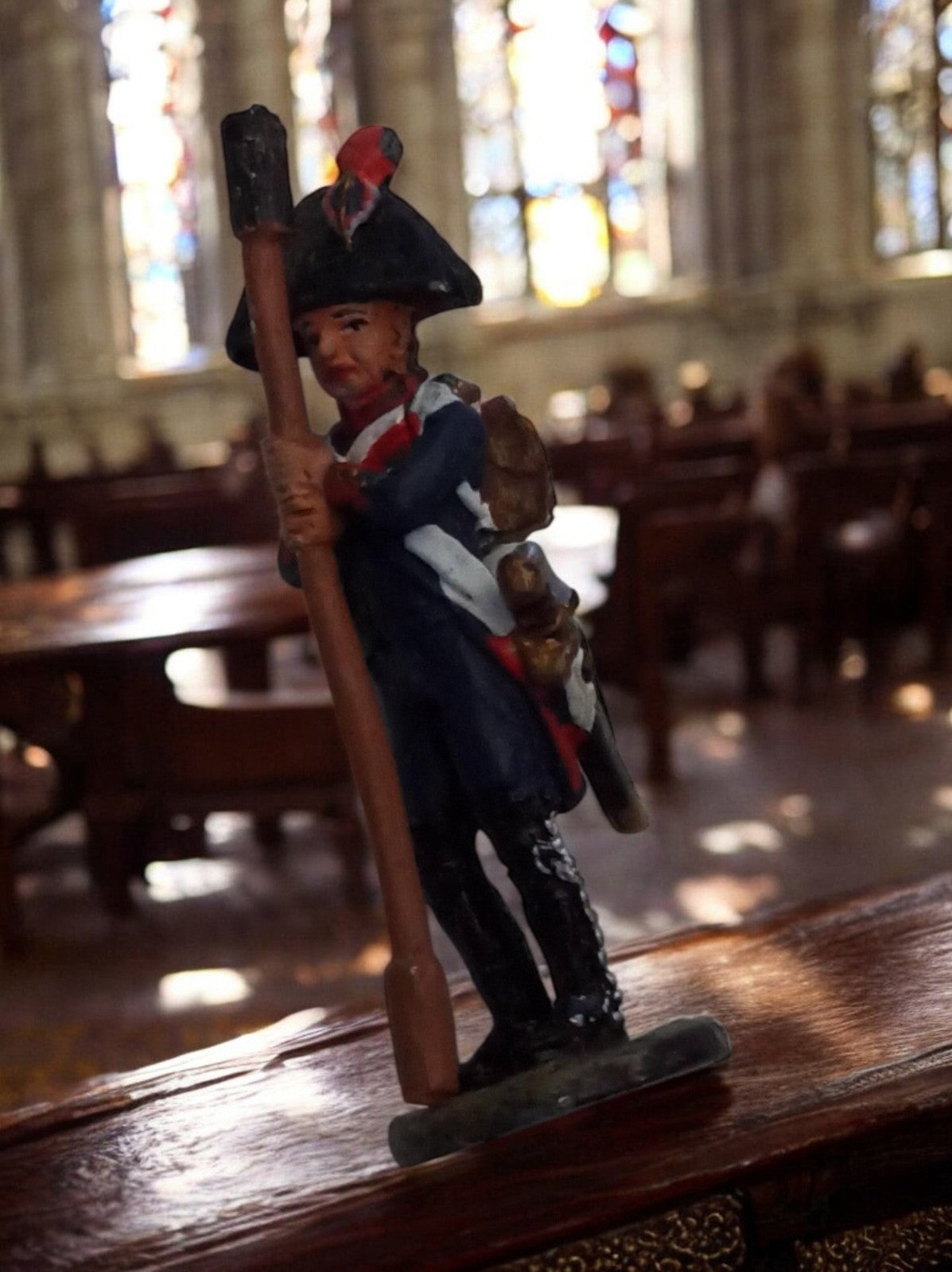 Figurine plomb soldat napoléonien peint main uniforme bleu époque Empire