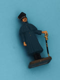 Figurine soldat plomb uniforme bleu ancien, officier moustachu, vintage militair