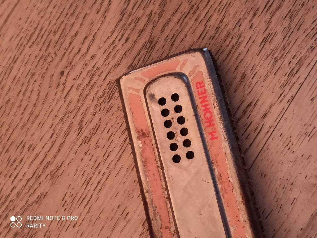 Harmonica ancien M. Hohner Echo-Luxe, vintage, état usé, instrument à vent