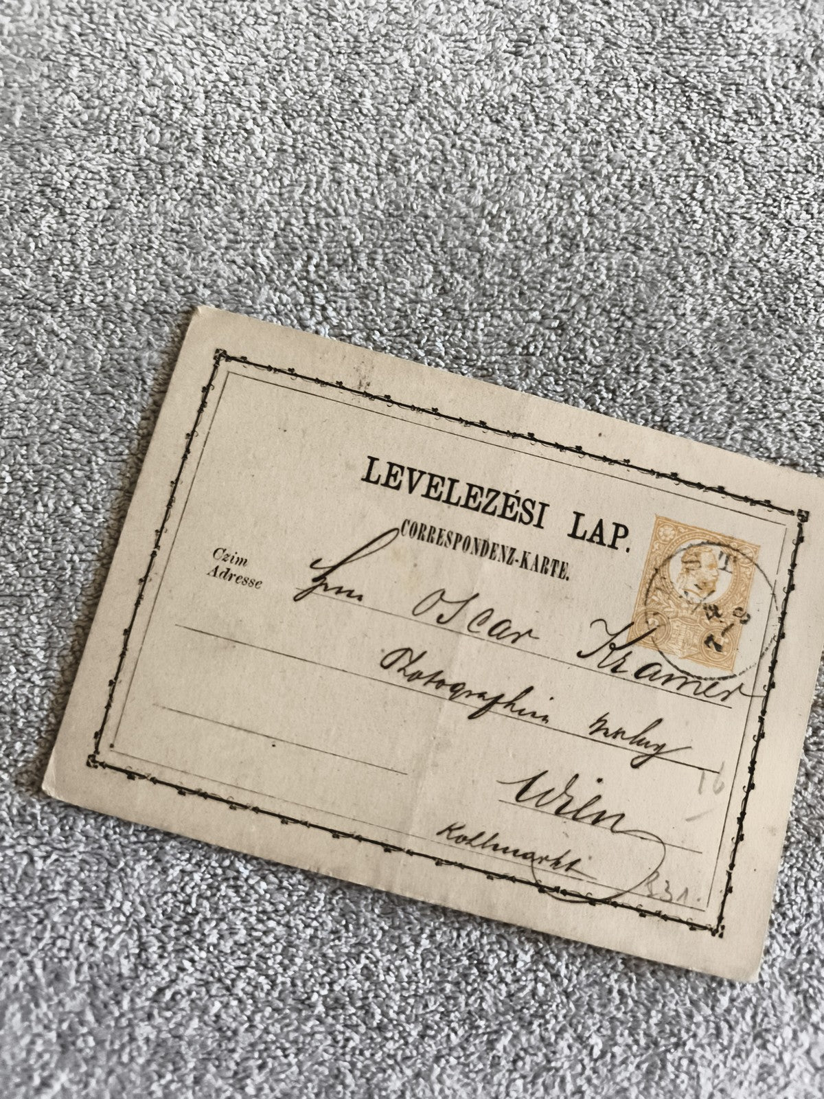 Carte postale hongroise ancienne timbre Franz Joseph philatélie correspondance