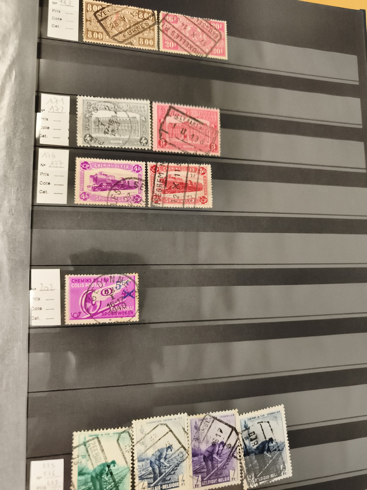 Timbres oblitérés Belgique chemins de fer, colis postaux, lot philatélie