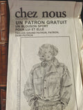 Patron couture vintage blouson sport années 80, Chez Nous, grand patron ancien