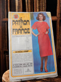 Patron couture vintage robe femme PPF France années 70, Modes et Travaux
