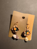 Boucles d’oreilles vintage fleurs émaillées pendantes – deadstock, style rétro