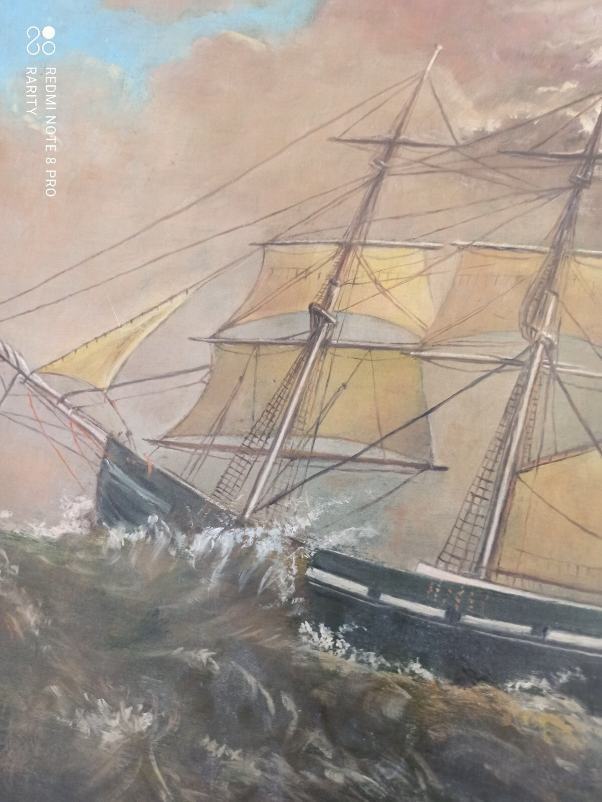 Peinture marine voilier signée Bernot toile originale France décor marin