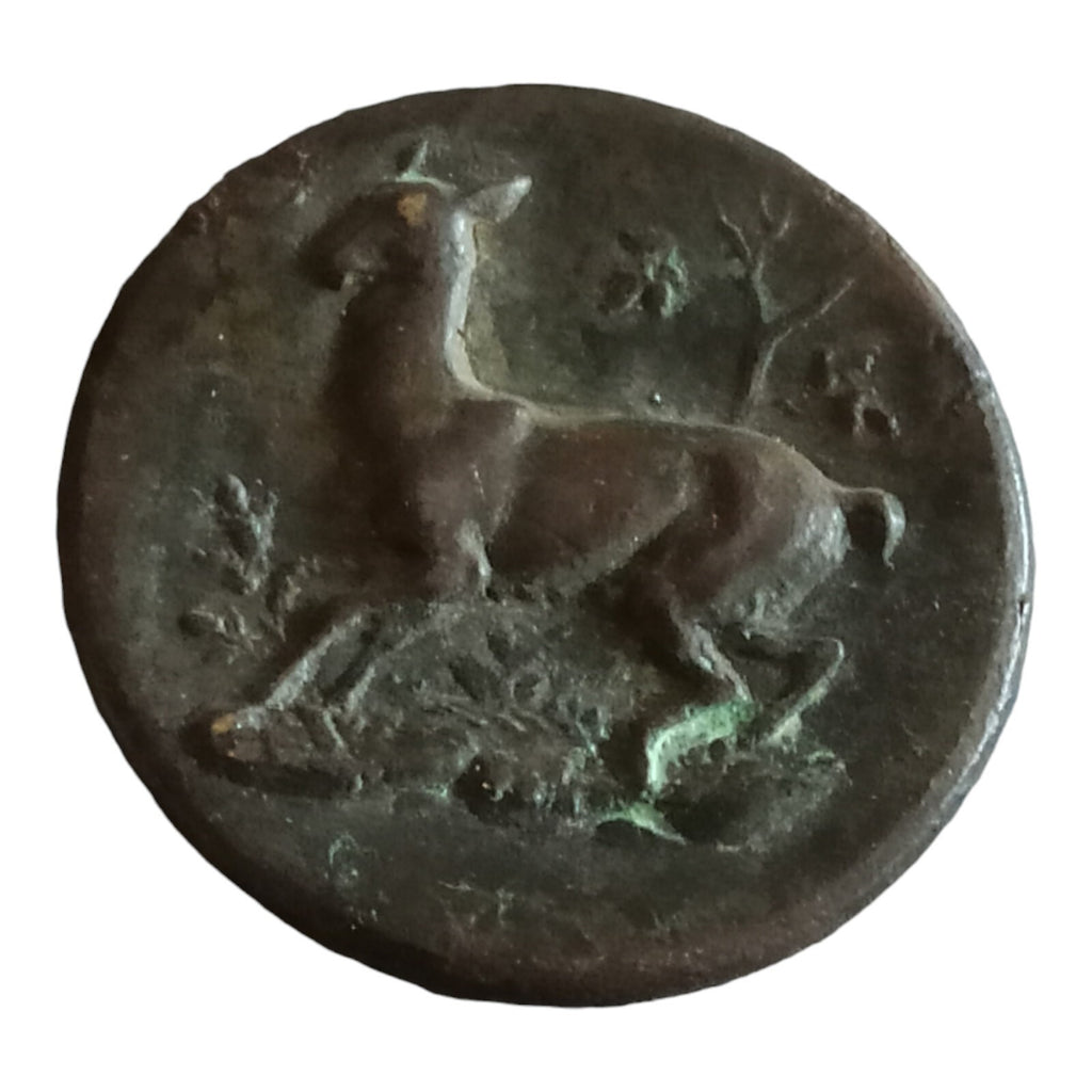 Bouton de chasse vintage en laiton, motif cerf relief, déco collection