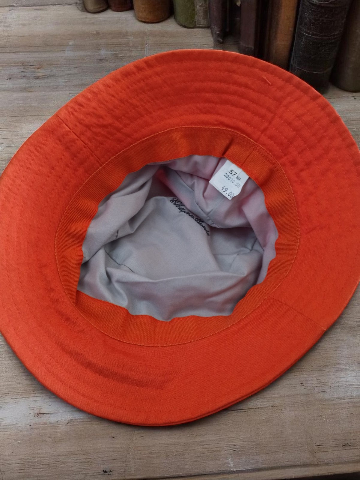 Chapeau bob homme orange vintage La Chapellerie deadstock neuf rétro
