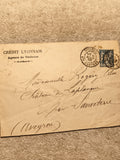 Lettre ancienne Crédit Lyonnais Toulouse 1891 timbre 15c République France
