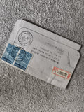 Lettre recommandée Belgique timbres bleus oblitérés Philatélie (Ref 1)