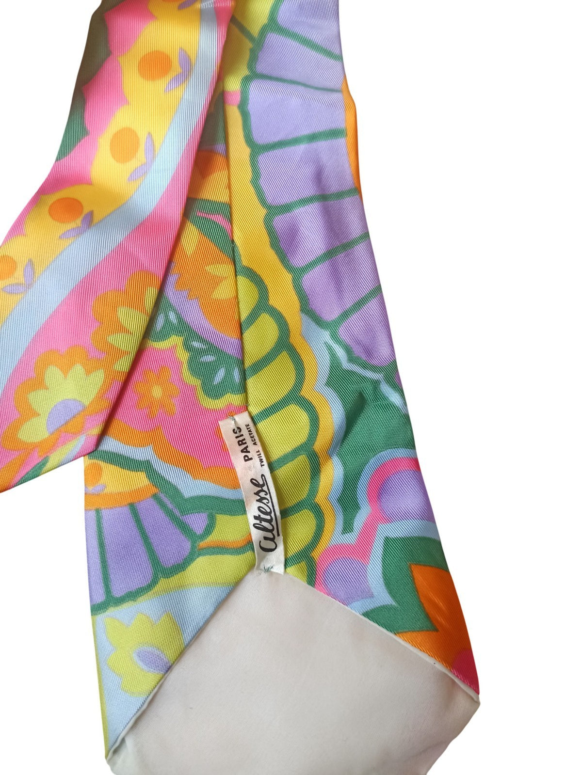 Cravate vintage Altesse Paris motif psychédélique multicolore rétro homme