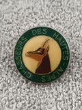 Pin's vintage Chasseurs des Hautes-Alpes émaillé rond vert doré badge ancien (Re