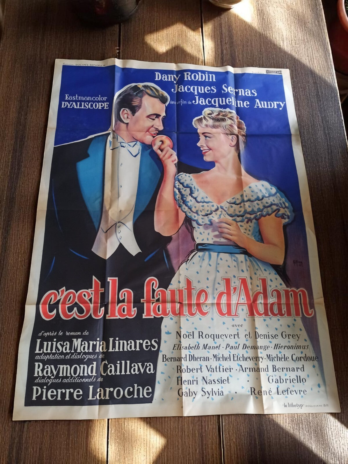 Affiche cinéma vintage "C'est la faute d'Adam" film Jacqueline Audry années 50