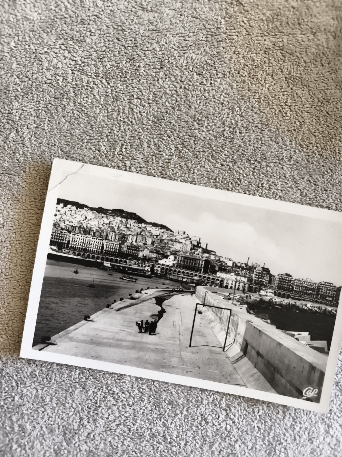 CPA photo ancienne port ville méditerranéenne noir et blanc