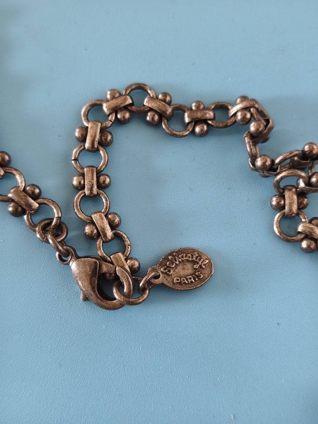 Vintage gros collier ancien signé, bijou rétro original pour collectionneur