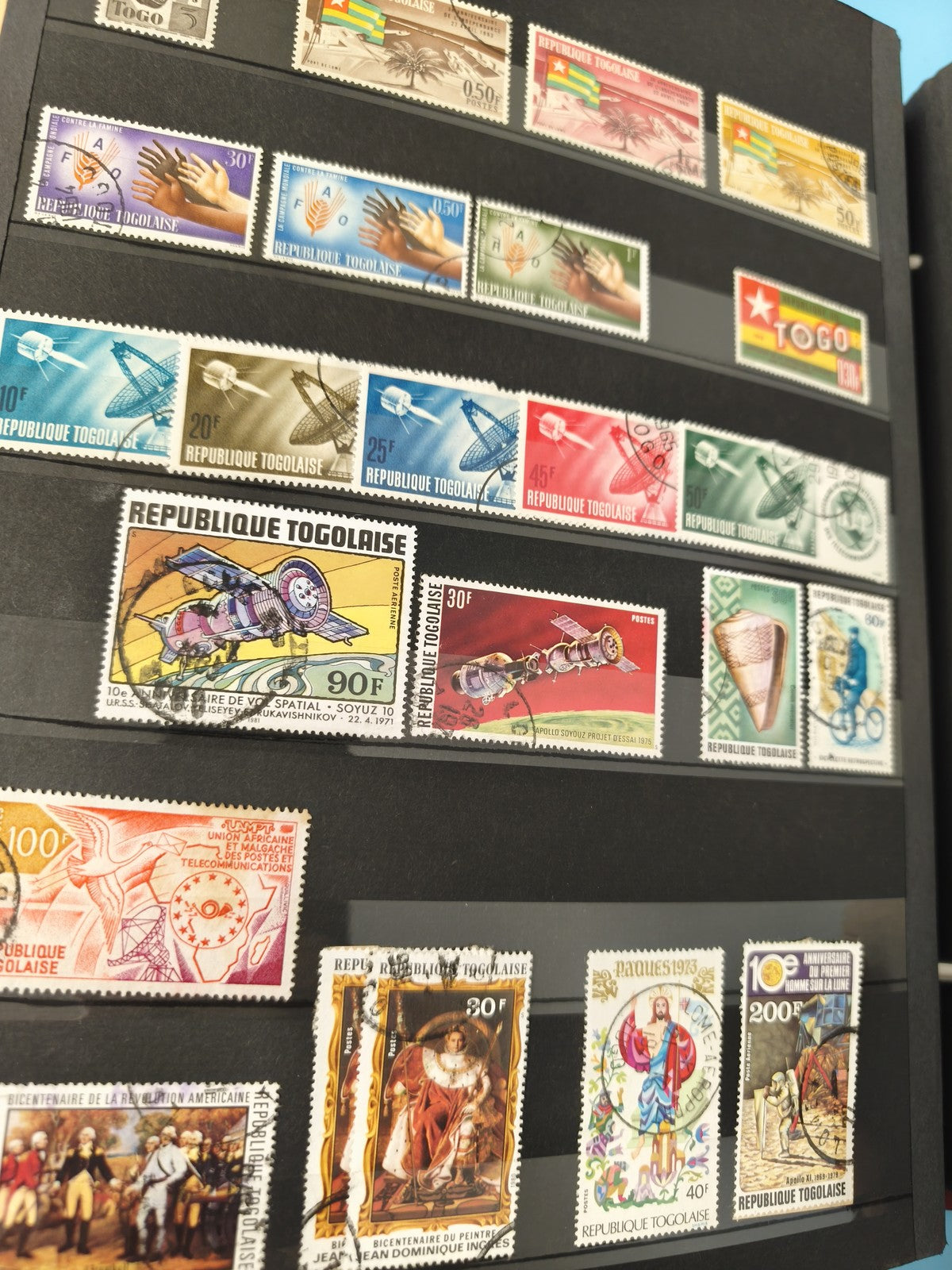 Lot anciens timbres Togo oblitérés collection philatélie, motifs variés