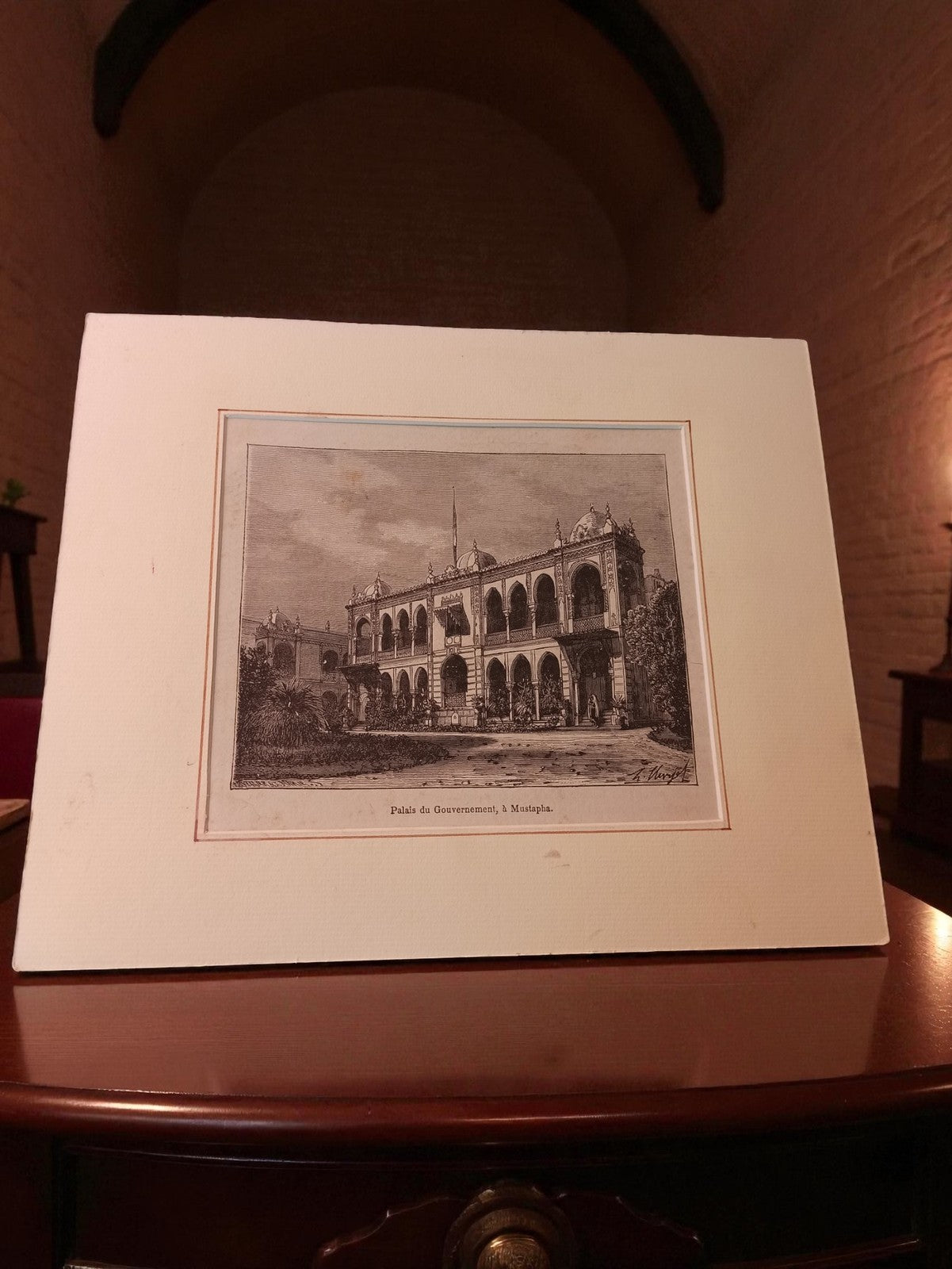 Gravure ancienne Palais du Gouvernement Mustapha déco vintage rétro authentique