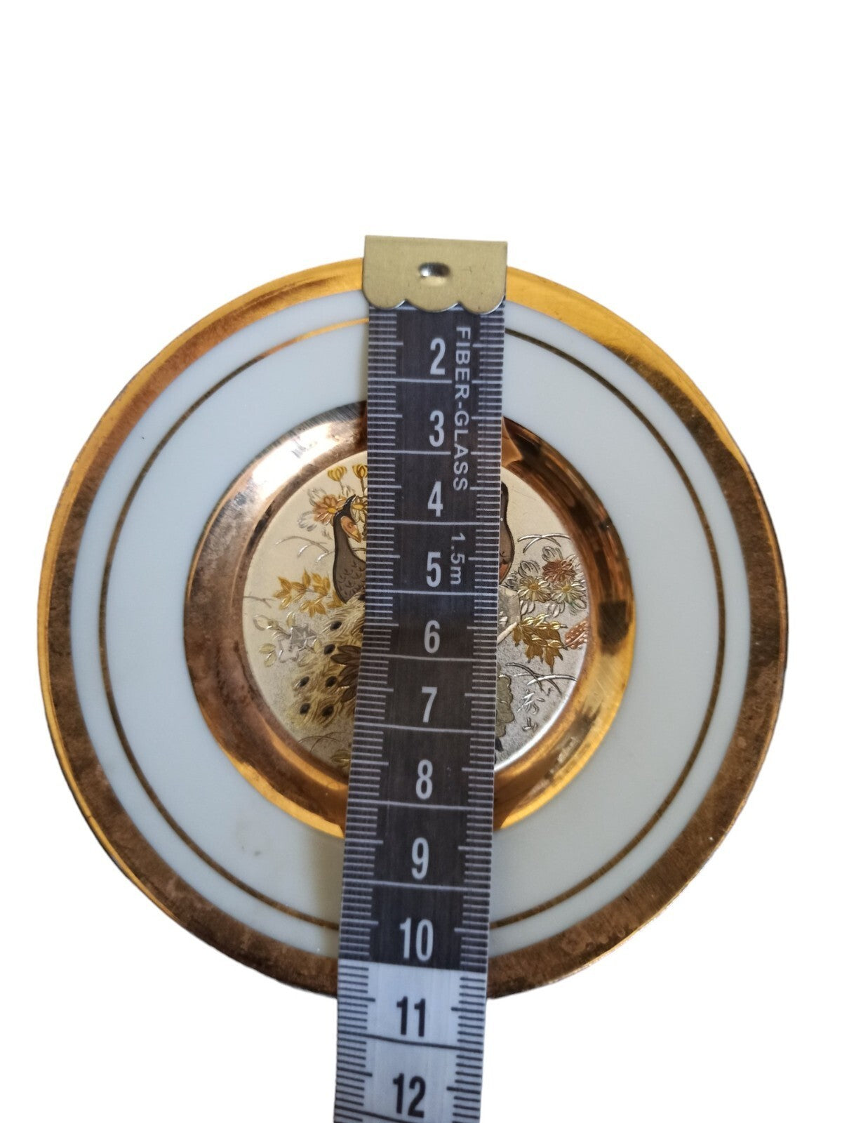 Assiette décorative japonaise THE ART OF CHOKIN dorure 24K paons or et argent