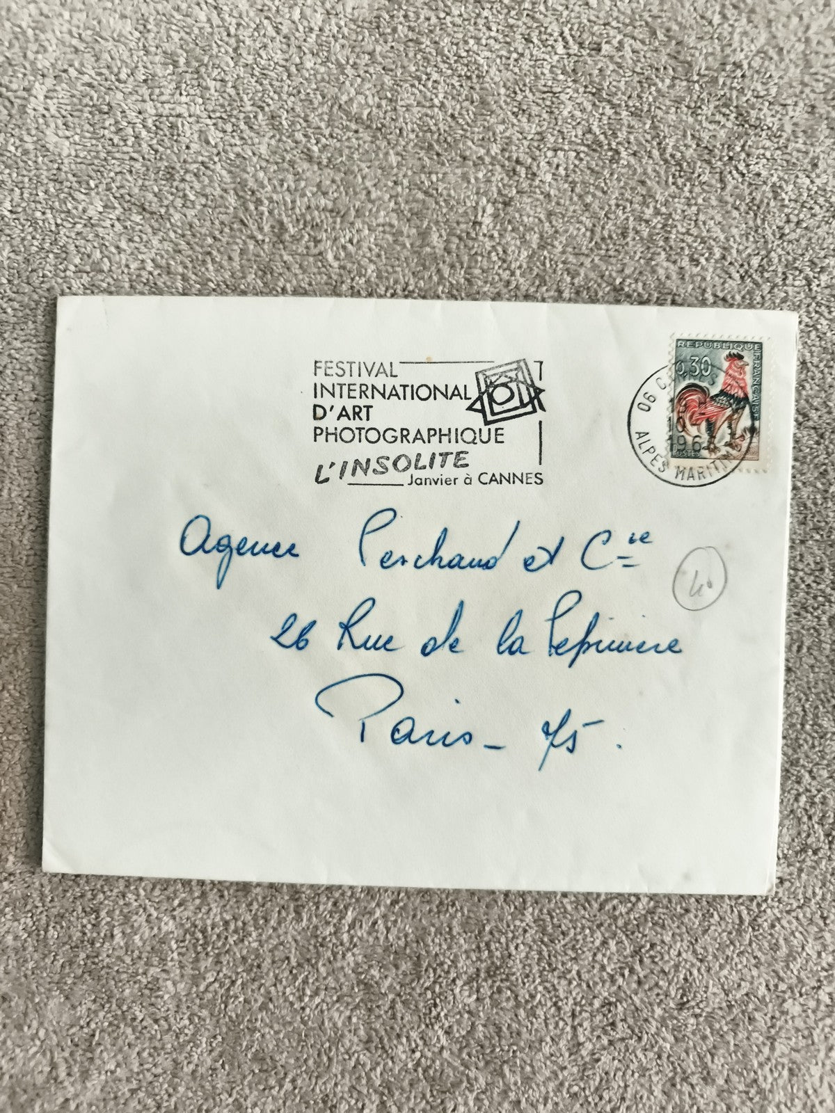Lettre affranchie Festival Art Photographique Cannes 1966 timbre coq philatélie