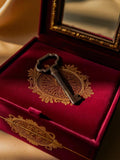 Clé ancienne vintage, forme manoir, métal, déco rétro porte ou meuble