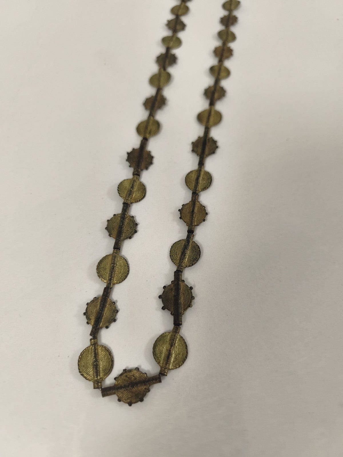 Ancien collier africain bronze, grosses perles rondes ethniques vintage